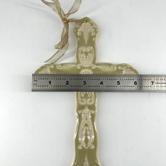 Southern Living At Home Cathy Robinson Moss Green Ceramic Cross - Picture 5 of 6